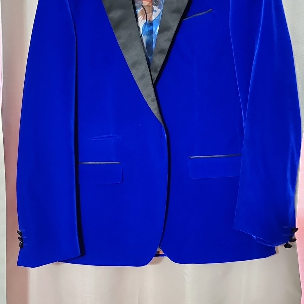 Blue and Black Tuxedo with Satin Lapels